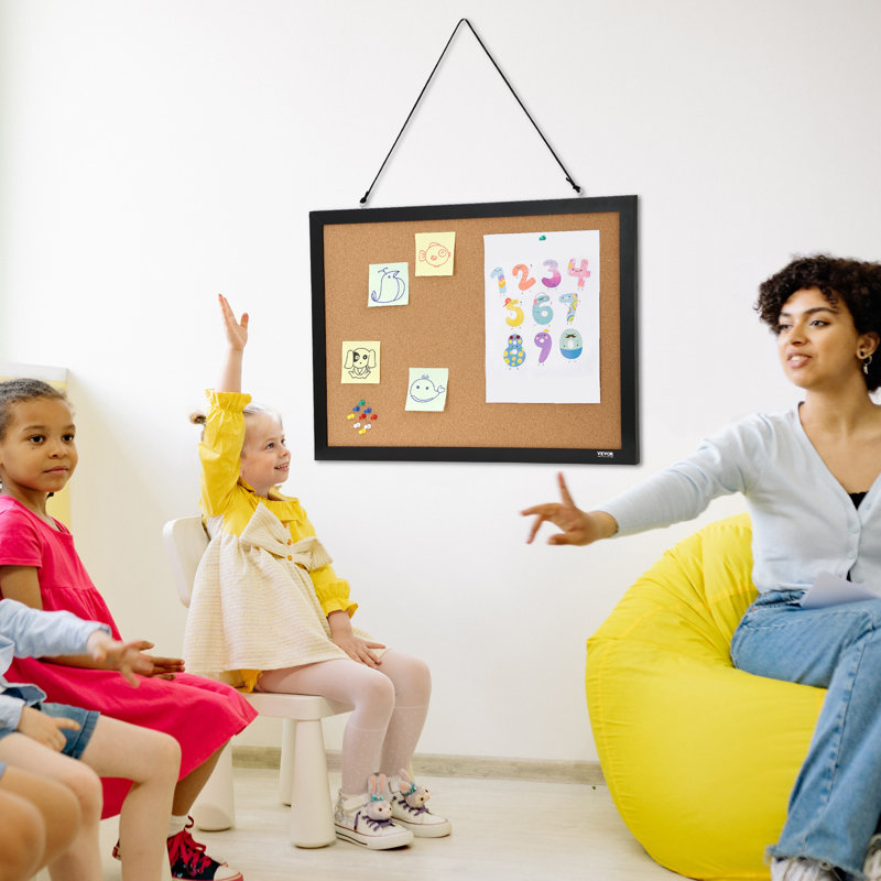 Wall Mounted Cork Framed Bulletin Board, 45.7cm x 61cm