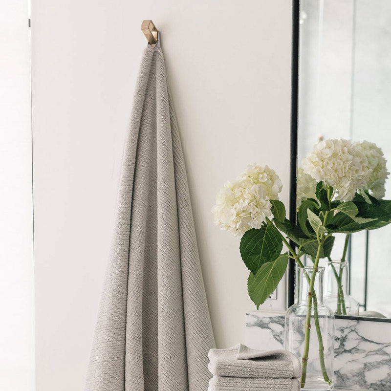 Ribbed Terry Bath Sheets, Gray