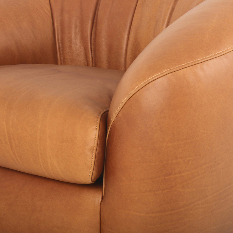 Saldana Leather Swivel Club Chair