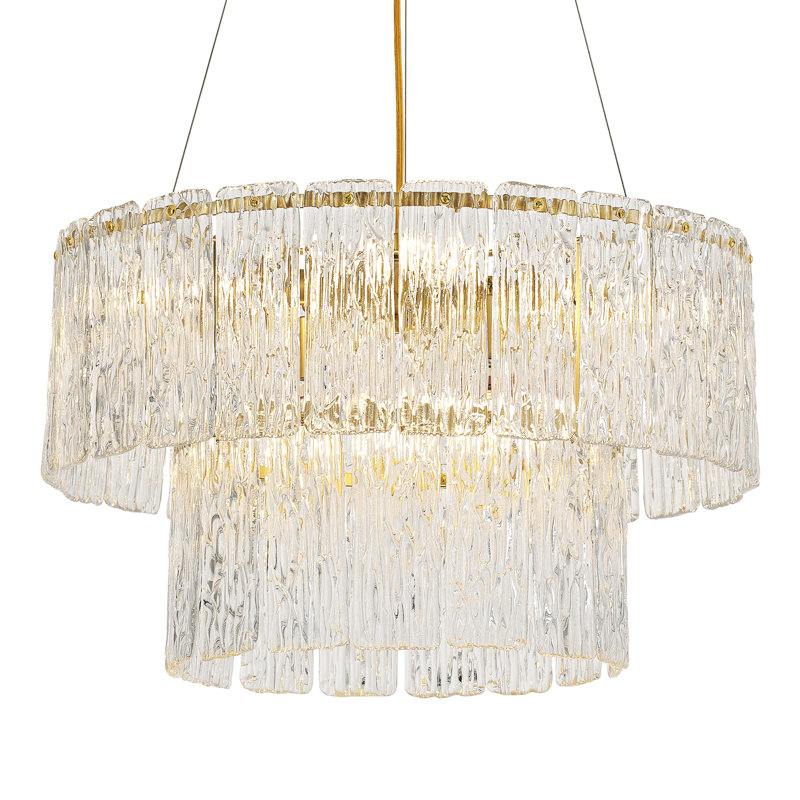 Lustre moderne en cristal, Six lumières, H 11,8 po x l 23,6 po x P 23,6 po