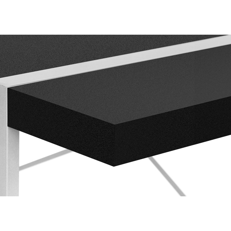 Table d'ordinateur pour bureau à domicile, 122 cm (48 po), structure en stratifié noir et métal gris, style industriel moderne, support de concentrateur intégré et métal, connexion de plusieurs appareils