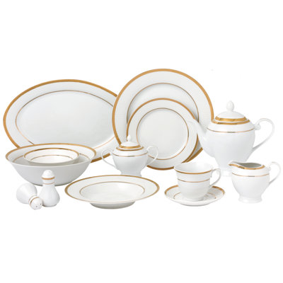57 Piece Porcelain China Dinnerware Set - Service for 8
