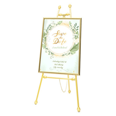 46.5" Tall Metal Portable Floor Golden Wedding Easel Stand With Adjustable Hooks