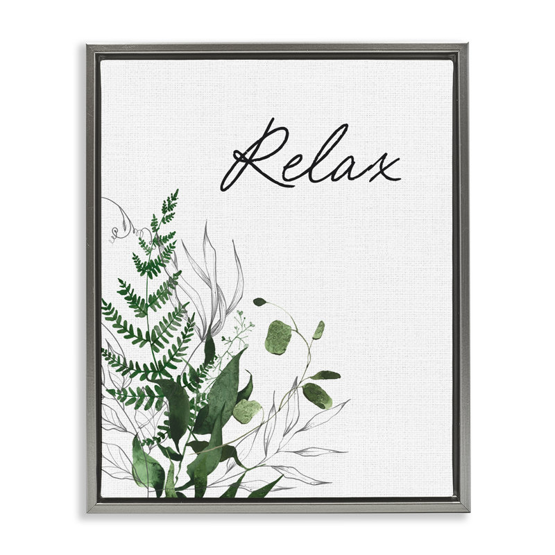 Cadre flottant Relax Ferns & Botanicals, design par Lettré et doublé, H 21 po x l 17 po, Cadre flottant gris lustré