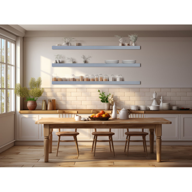 Tablette flottante en bois massif Quintae, H 3 po x l 68 po x P 7 po