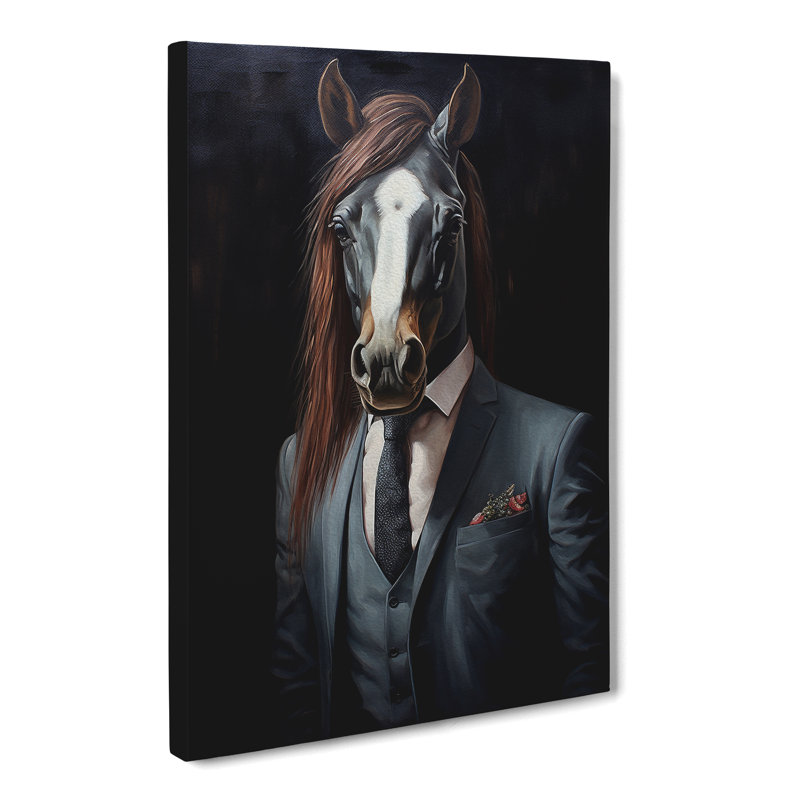 Pony In A Suit Painting No.2 - Single Picture Frame Print, 60cm H x 40cm W x 3cm D