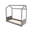 Lit simple en bois et velours, gris