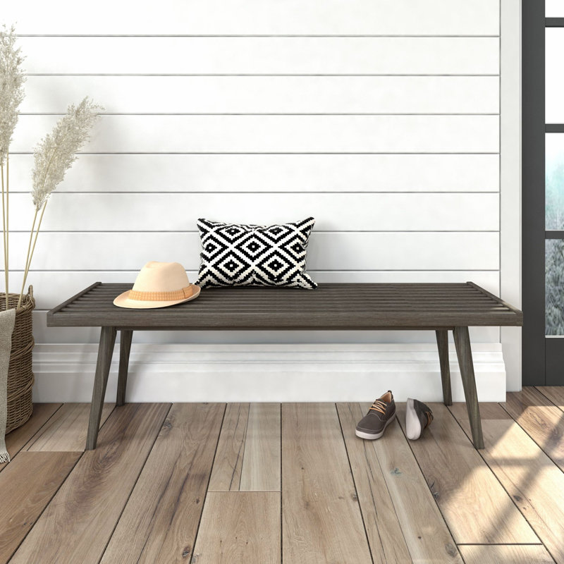 Levitus Wood Bench, Clay, 17.5" H x 56.25" W x 16.5" D