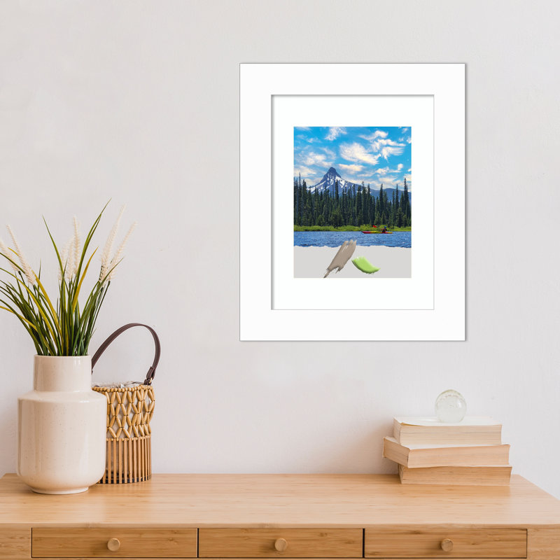 Rajeana Wood Picture Frame with Mat, White, 11" x 14"