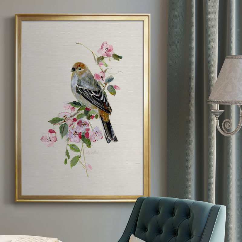 «Spring Song Goldfinch», peinture sur toile encadrée, Or, H 26,5 po x l 36,5 po x P 1,5 po