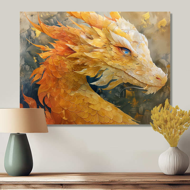 Wattson - Dragons Wall Art Living Room, Métal, H 30 po x l 40 po