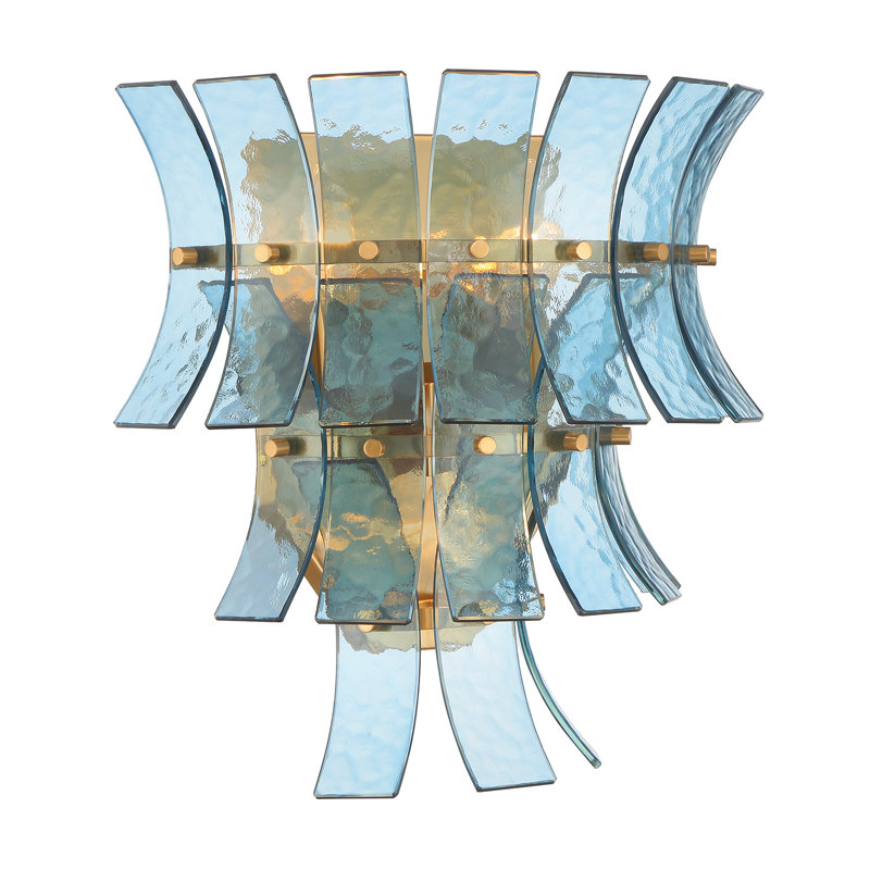 Abigail 3 light sconce, Aged Brass/Blue