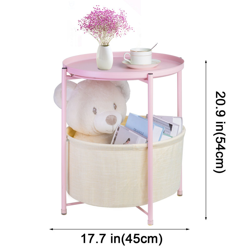 Table de bout avec plateau en fer Serik, Rose