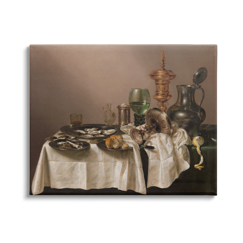 Nature morte avec une coupe dorée, peinture classique sur toile - Peinture sur toile, H 24 po x l 30 po x P 1,5 po
