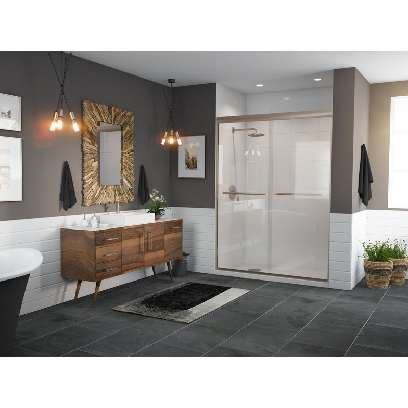 Paragon Series 48" x 71" Bypass Frameless Shower Door, Brushed Nickel