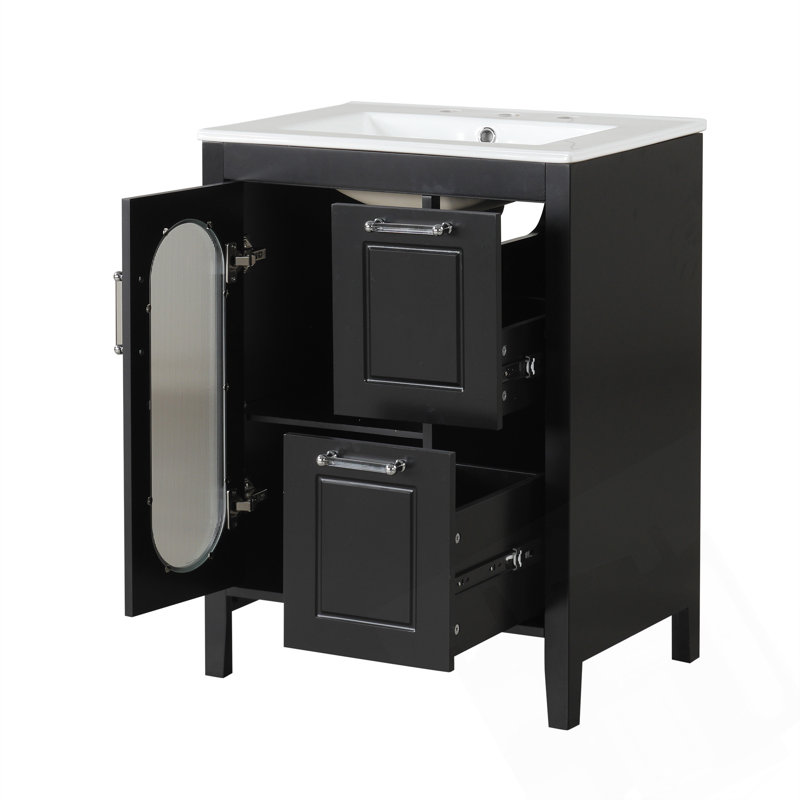 Meuble-lavabo 24 po avec lavabo, Noir