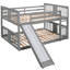 Lit superposé double gris avec glissade - Contrôle de la qualité, fonctionnel pour les petites chambres, ajoute du plaisir, convient à deux matelas peu encombrants, glissade intégrée, décoration de chambre à coucher esthétique, matelas, confortable