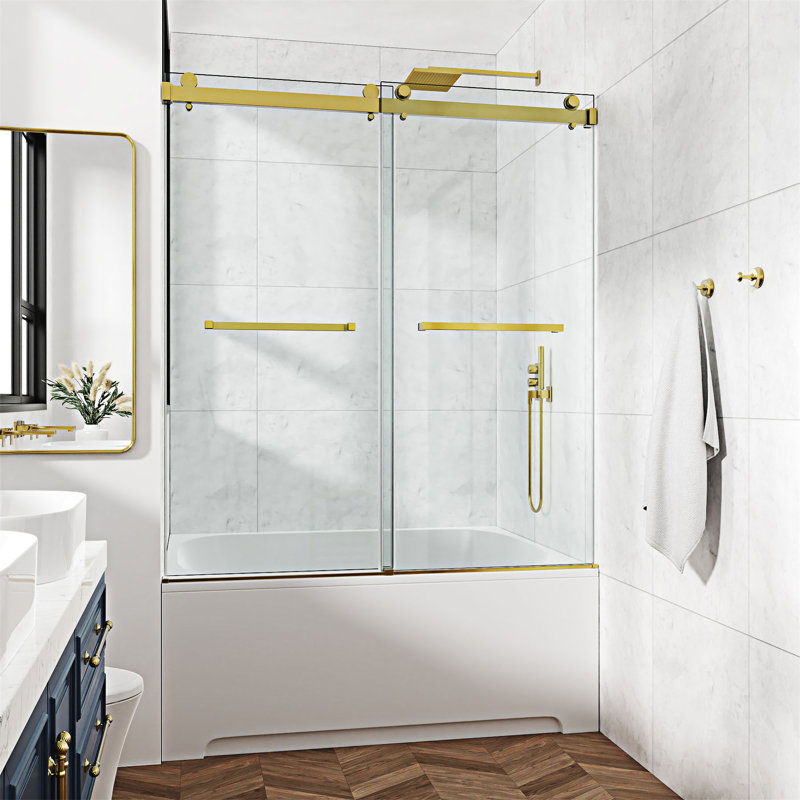Porte de douche coulissante double sans cadre