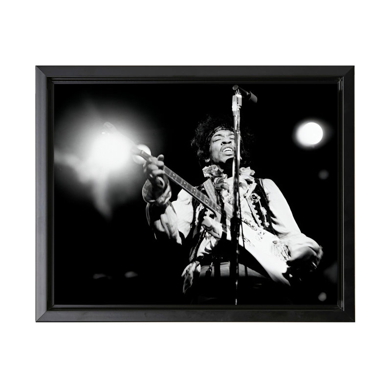 Jimi Hendrix, Black Framed, Canvas, 12"H x 16"W