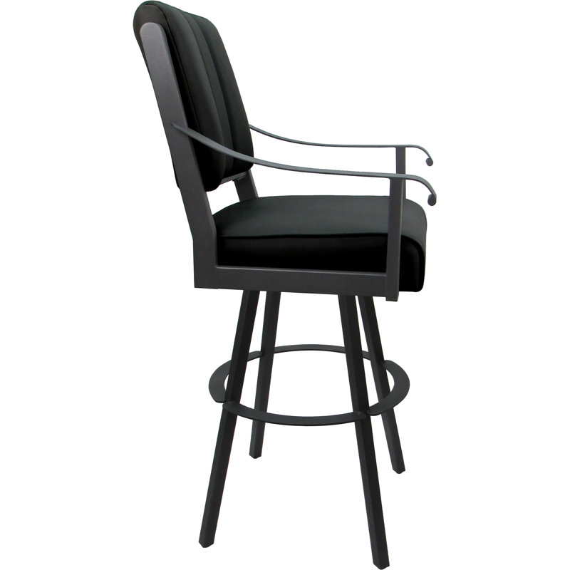 Tabouret de bar pivotant en cuir avec siège en métal 26 po, Grey, Noir, noir, noir, noir, Extra Tall (34" Seat Height)