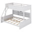 Lit superposé simple au-dessus de grand lit moderne avec armoires de rangement intégrées et ports USB, structure de lit superposé en bois massif avec échelle-818758006-818757897