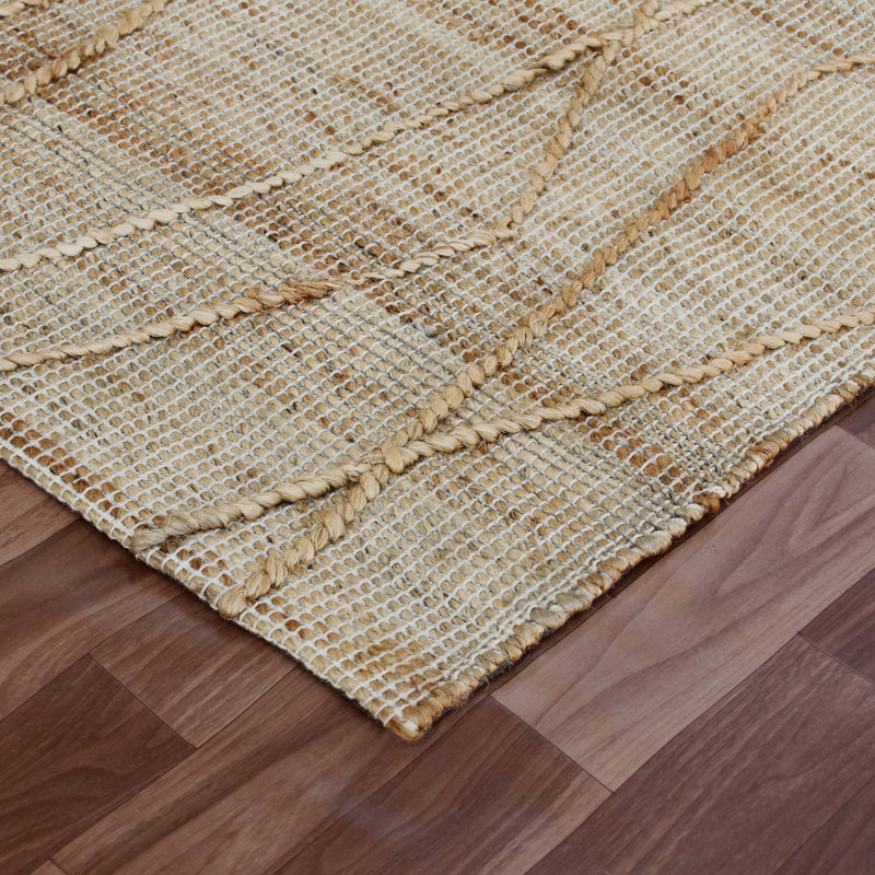 Ada Handmade Flatweave Jute/Wool/Cotton Area Rug in Brown, Rectangle 5' x 7'9"