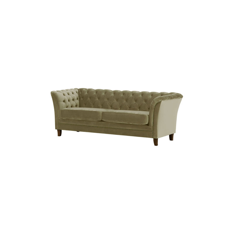 Roxy 3 Seater Chesterfield Sofa, Dark Oak, Beige