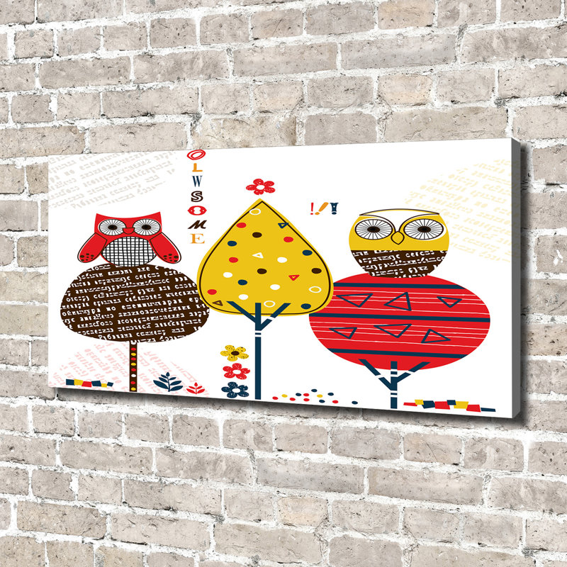 Owls On The Tree - No Frame Print on Canvas, Wrapped Canvas, 140cm H x 70cm W