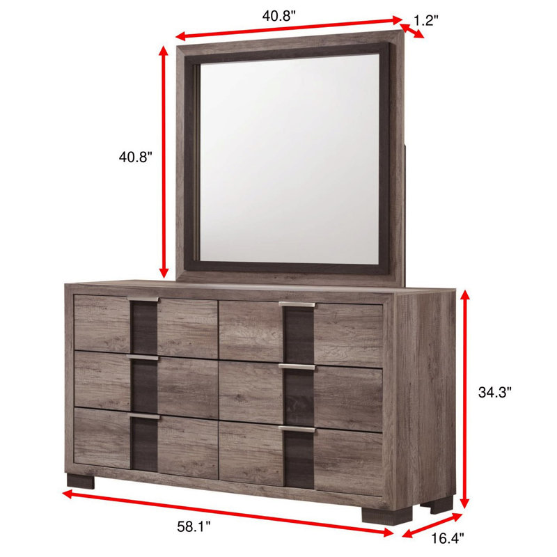 Etsuyo 6-1_Margarethe Panel Bedroom Set, King, 5 Pieces: Bed,Nightstand,Dresser,Chest,Mirror