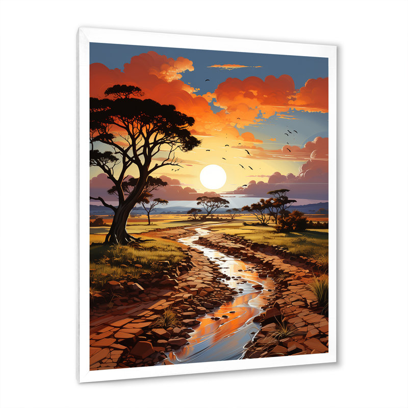 «Lennette Baobab Tree Landscape I», reproduction sur toile, H 32 po x l 16 po x P 1 po, Impression blanche sur toile encadrée