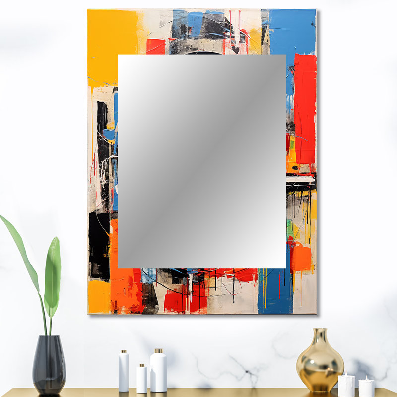 Neri coloré rétro vinyle II - miroir mural disques vinyle, miroir décoratif moderne, art imprimé en métal, 40 po x 30 po