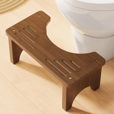 Bamboo Toilet Stool, Wooden Squatting Potty Stool For Adults(Brown)