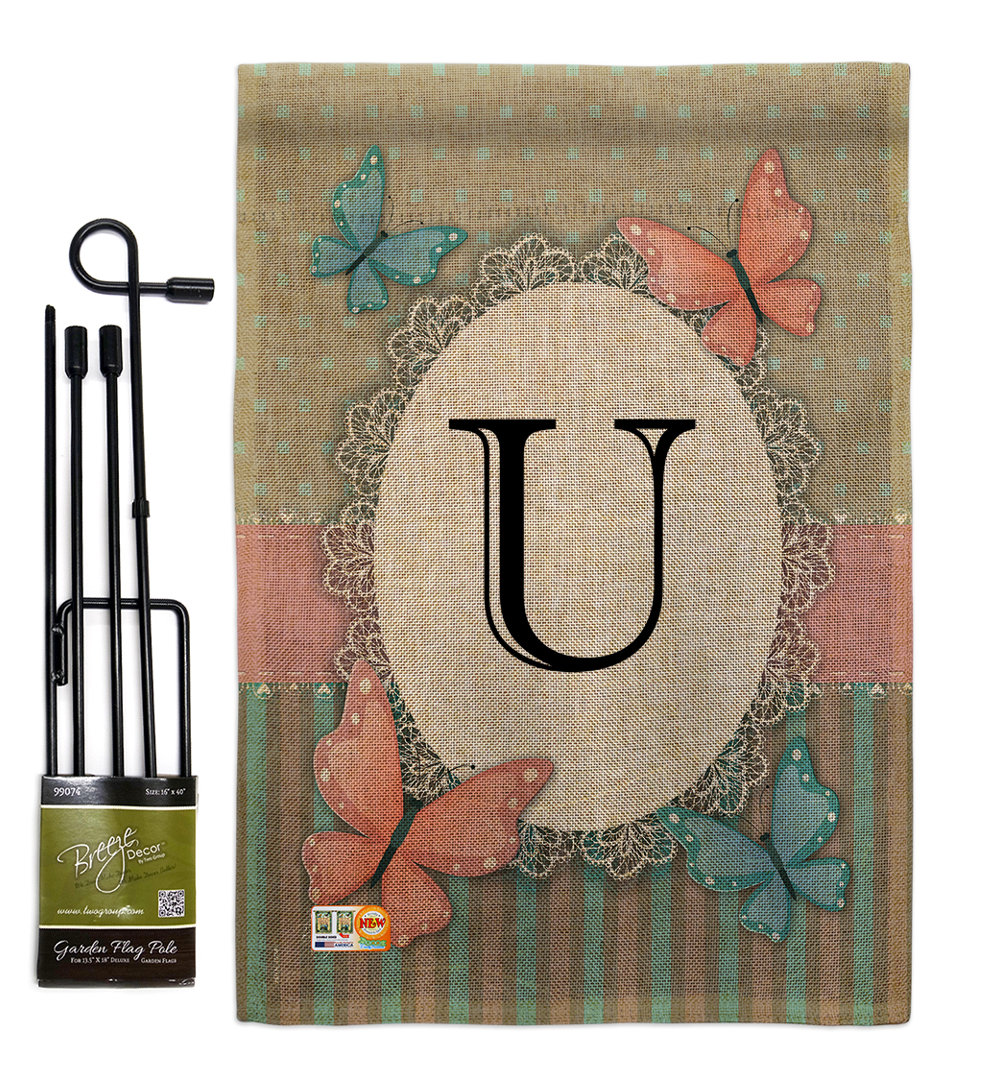 Double Sided 18.50'' H x 13'' W Polyester Animal Garden Flag Breeze Decor Monogram 