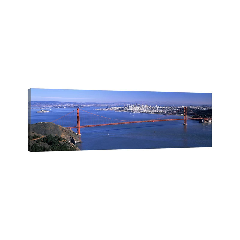 High Angle View Of A Suspension Bridge, Golden Gate Bridge, San Francisco, California, USA #4 - Wrapped Canvas Panoramic Print