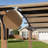 8.5 x 13 ft Heavy-Duty Outdoor Pergola with Bar Counter & Shelves, Arched PVC-coated polyester Canopy, Wood-Grain Steel Posts for Patio & Backyard