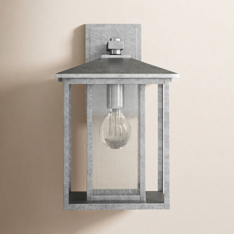 Lanterne murale d'extérieur 1 lumière Vermont, A19 100 W moyen, H 14 po x l 9 po, Étain patiné