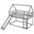 Twin Size Bunk House Bed with Slide and Ladder-1187898225