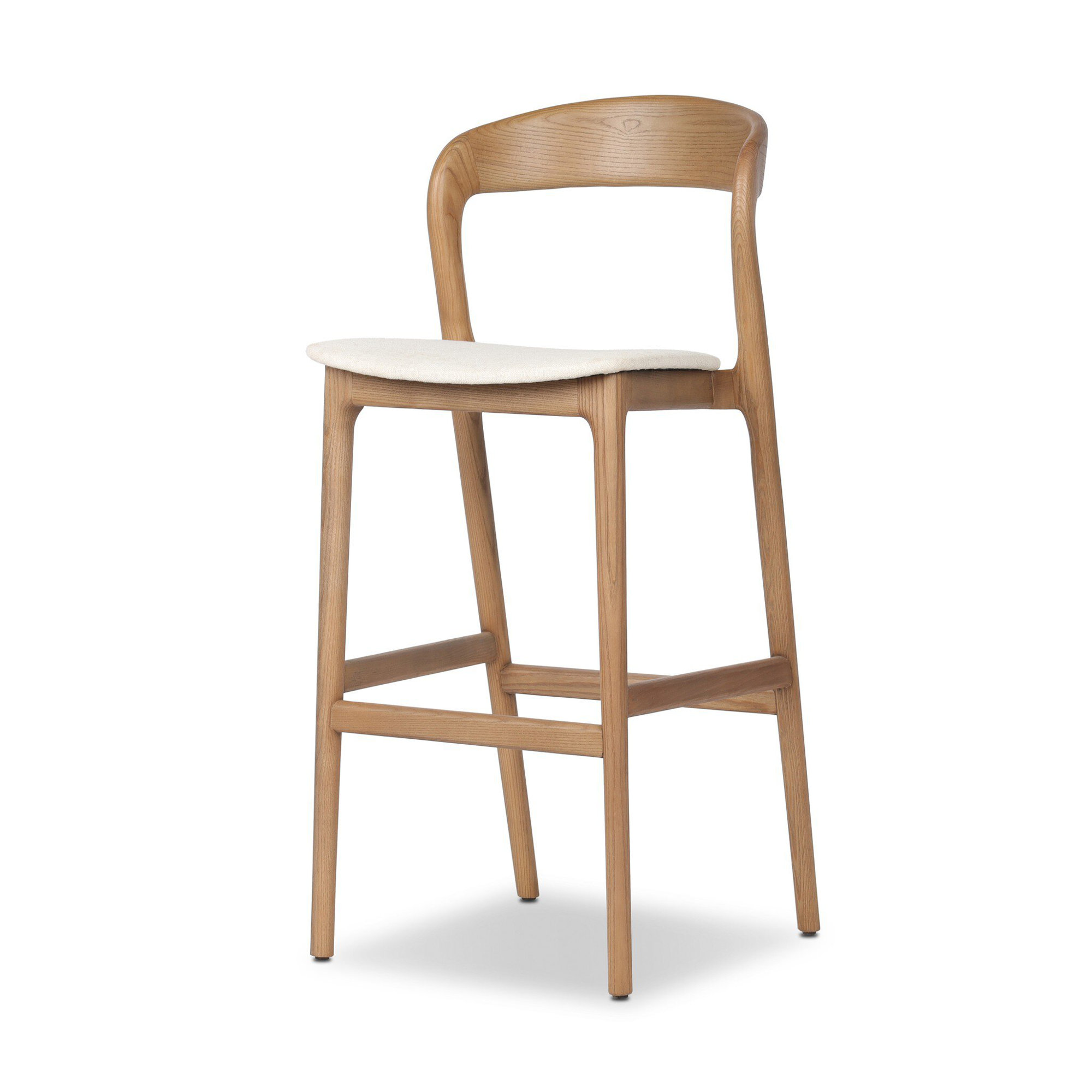Kayla Leather Bar & Counter Stool, Alcala Cream Polyester Blend/Natural, Counter Stool (26" Seat Height)