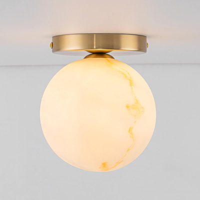 Alabaster Look Glass Globe Flush Mount