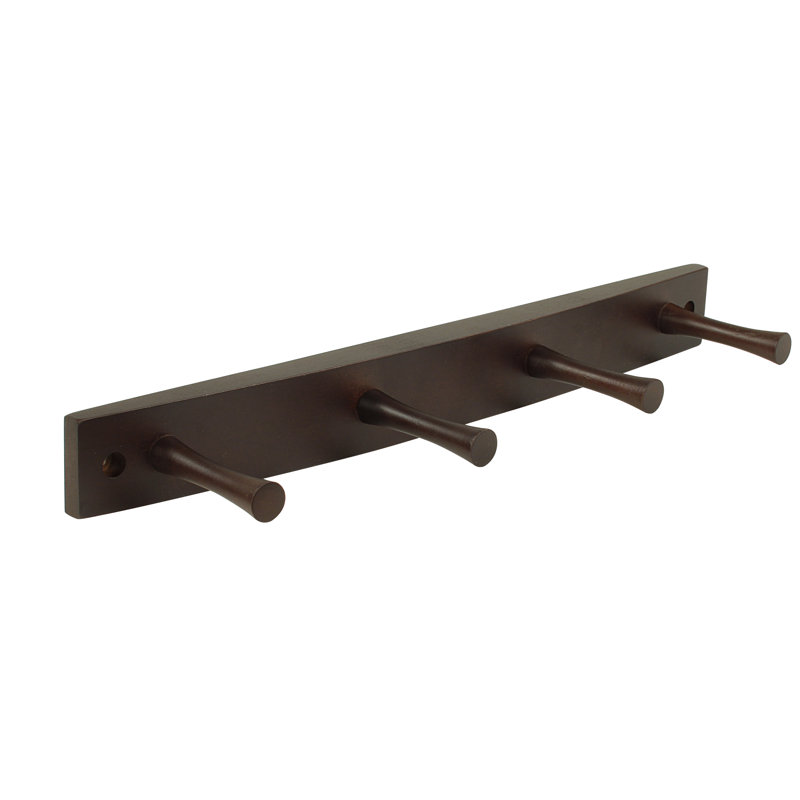 Solid Wood Wall 4 - Hook Wall Mounted Coat Rack, Coffee