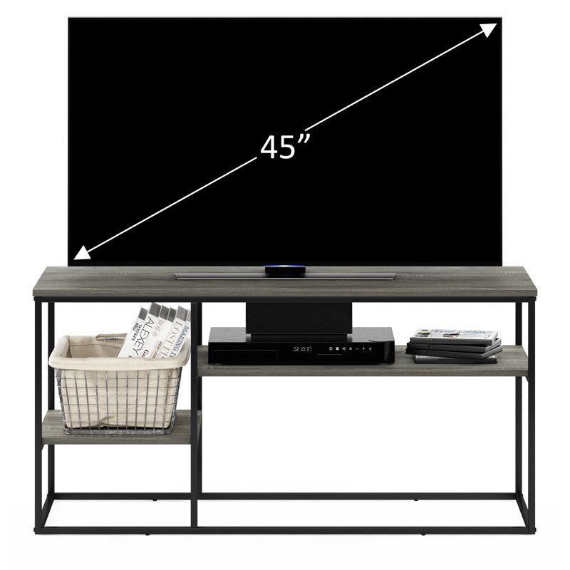 TV Stand for TVs, Gris chêne français/noir, 21.9" H x 45" W x 15" D