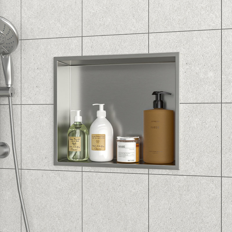 Niche de douche en acier inoxydable 15 po x 13 po, nickel brossé, H 3,94 po x l 15 po x P 13 po, Nickel brossé
