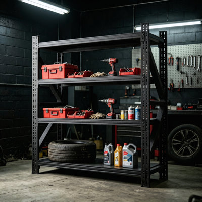 Étagère de rangement ajustable à 4 niveaux en métal H 63 po x l 67 po x P 23,7 po, capacité de charge de 5000 lb