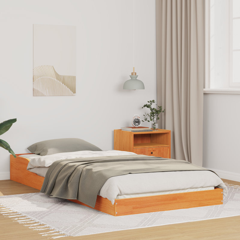 Bed Frame Solid Pine Wood, Small Single (2'6), Wax Brown