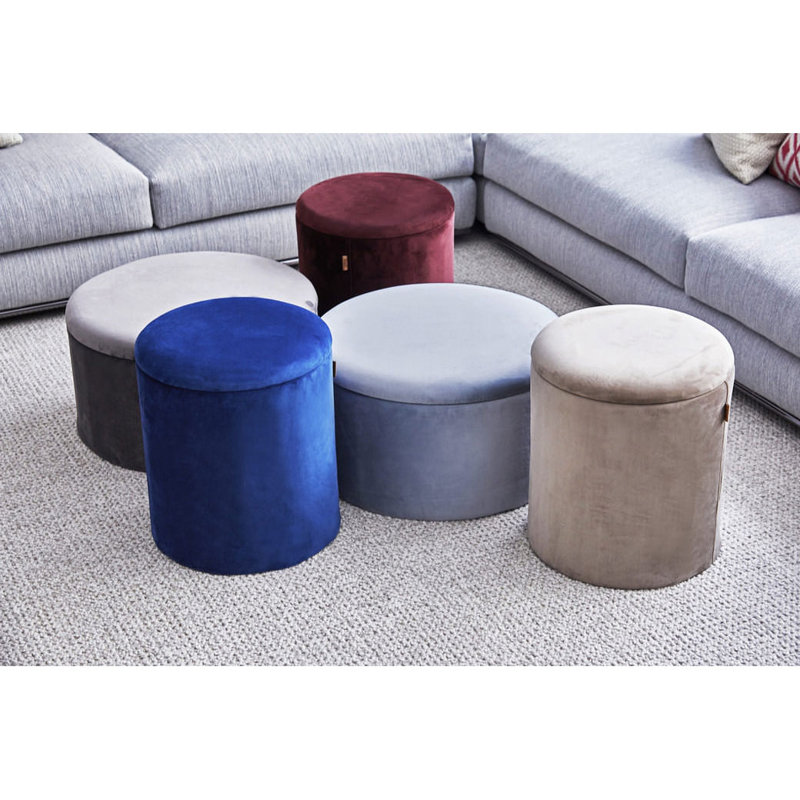 Velvet Ottoman, Beige