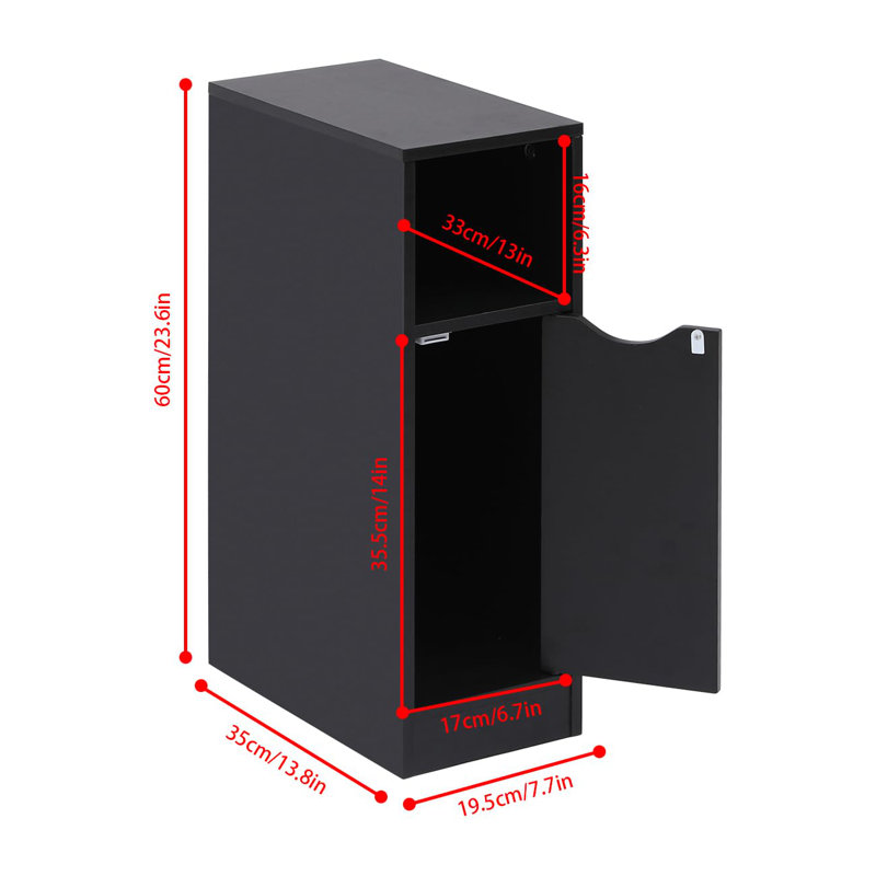 19.5cm W Manufactured Wood Bedside Table, Black