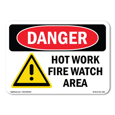 Hot Work Fire Watch Area  Aluminum Sign 10" X 7"