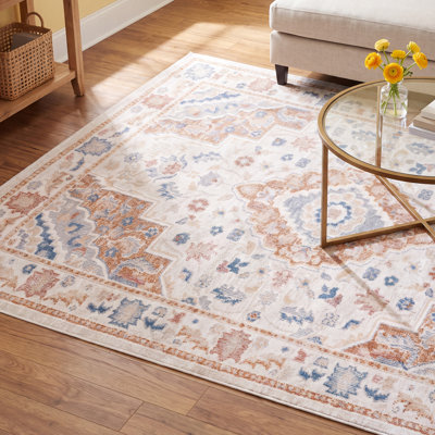 Mayhill Beige Rust Blue Machine Washable Rug