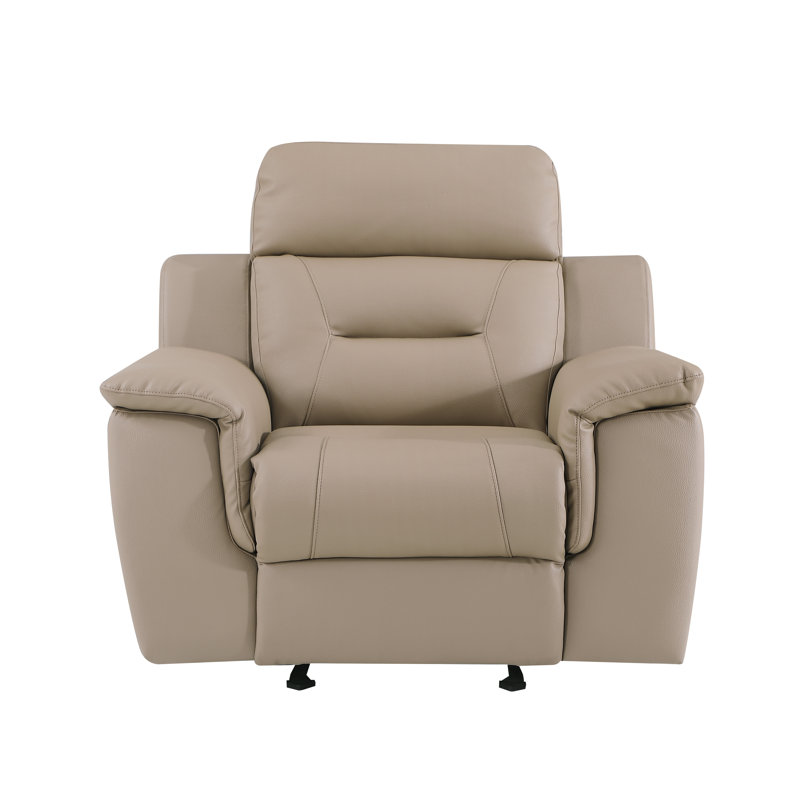 Fauteuil inclinable moderne Global United en cuir avec coussin d'air et base en acier inoxydable, beige