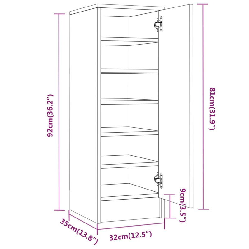 vidaXL Shoe Cabinet Engineered Wood Medium Shoe Cabinet, Gray